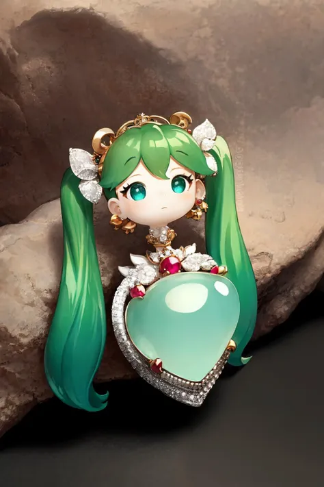 masterpiece, best quality, <lora:gem:1>,no humans,,gem,jewelry,stone, miku,green hair,twintails,