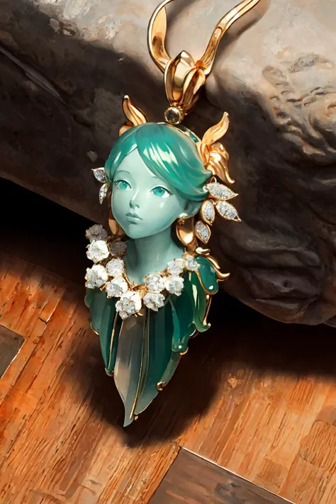 masterpiece, best quality, <lora:gem:1>,no humans,,gem,jewelry,stone,leaf,miku, green hair,twintails,