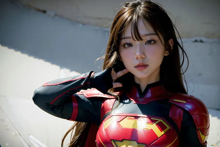 Japanese girl, 20 years old, dark makeup, detailed face, long hair, black hair, beauty eyes, realistic, full body, sexy pose, wearing spiderman costume(marvel characters), 8K, cinematic, sexy girl, turned back