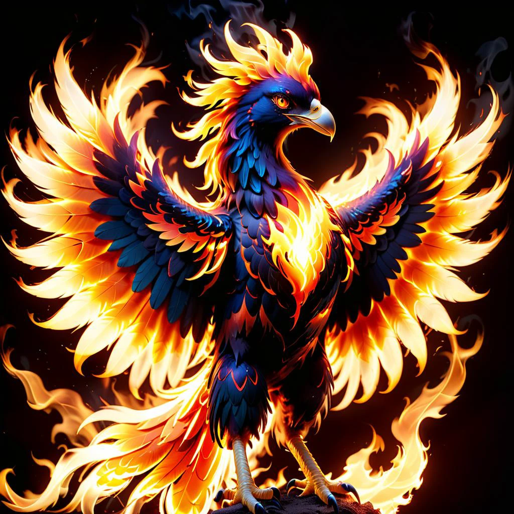 <lora:NJtransitJuggernautXLv1:0.3>,Phoenix,flaming phoenix,fireless,ethereal phoenix,bright glowing flame,edge lighting,high contrast,glowing feathers,glowing body,spread wings,burning feathers,magma cracks in skin,<lora:Aether_Fire_v1_SDXL_LoRA:0.3>,fire that looks like a phoenix,<lora:xl-shanbailing-1003fire:0.3>,fire element,composed of fire elements,<lora:firecd_xl-000017:0.3>,firecd_xl,
realistic,high definition shadows,soft backlighting,ray tracing,beautiful background,highres,absurdres,wallpaper,front view,close-up,intricate fire,edge lighting,