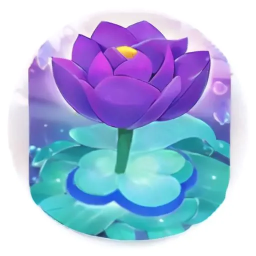 q skill icon,8k,high quality,aqua theme,no humans, flower, purple flower, glowing, solo, pokemon (creature), border
