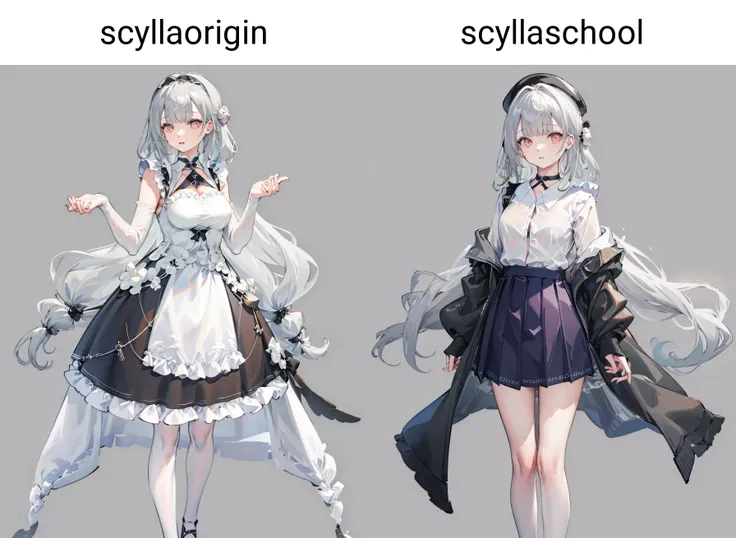 masterpiece,1girl,solo, standing,full body, white background, <lora:ScyllaV2-000008:1>,scyllaorigin,skirt