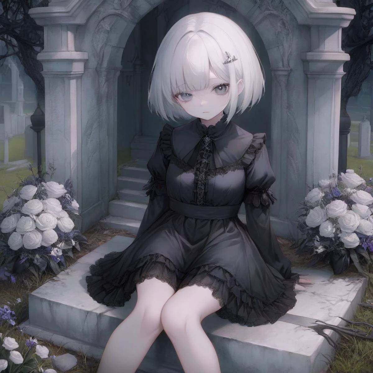 1girl (muscular toned body:1.3)
short hair bangs
looking at viewer nude sitting
outdoors sunlight flowers
(realistic:0.7)