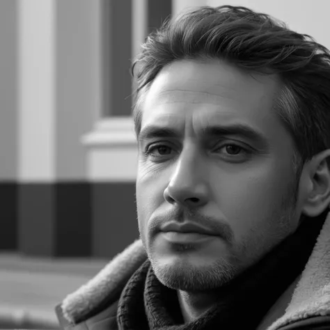 a black and white portrait of a man rest a peace, photorealoistic, 8k uhd, bestres, close up view