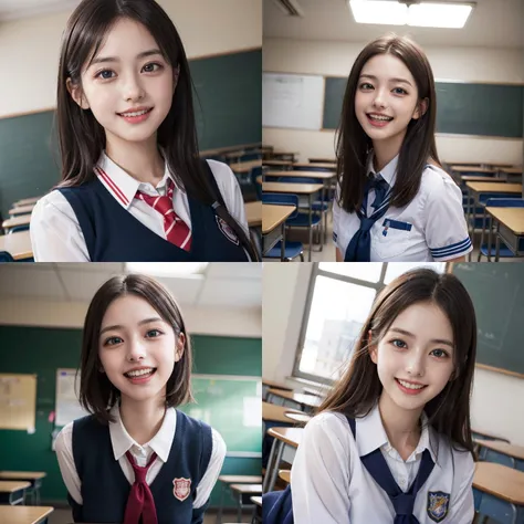 ((masterpiece,high resolution, RAW photo)),(happy, laughing),(nogizaka girl),(symmetrical clear eyes:1.3),
class room,(1 girl),
dynamic angle,
age 18,(school ribbon),school uniform