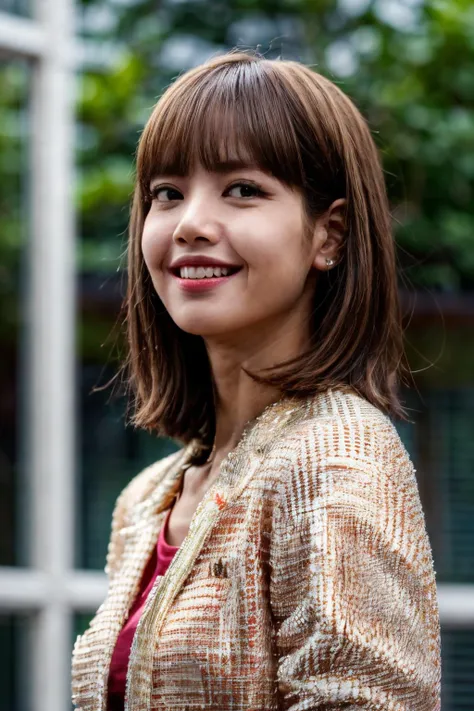 <lora:LisaBlackpinkBRAv2:0.9>, short hair, (photorealistic, a picture of a lisa blackpink:1.4), smile, (masterpiece, best quality, beautiful quality, detailed lighting, extremely detailed skin, extremely detailed hair, shadows, 8k, 1girl:1.2), <lora:add_detail:1>, looking at viewer, (High Key Lighting), masterpiece, top quality, best quality, official art, unity 8k wallpaper, highres, ultra-high res, ultra-detailed, beautiful and aesthetic