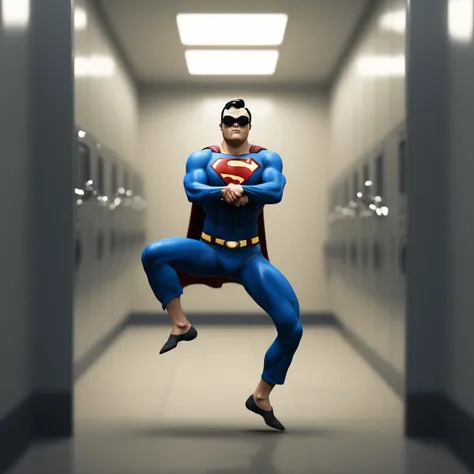 <lora:Gangnam_Style_Dance:1>, gangnam style dance, photorealistic photo of superman on the ground, indoors, office background, photo realistic, action shot, character portraits, insane detail, day glow, epic, 8k, masterpiece, best quality,
