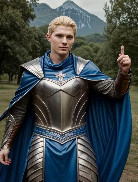 best quality, masterpiece, highres, detailed, realistic, <lora:Detail - add_detail:0.2>, <lora:Character - WillKenrith:0.6>, WillKenrith, blue eyes, blonde hair, armor, cape, 1man, cosplay convention, cosplay, posing,