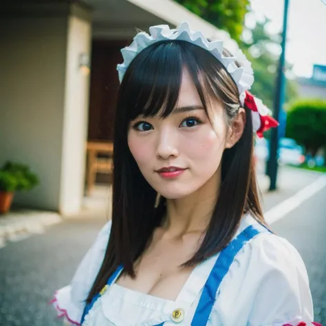 (Realistic:1.3), finely, quality, Rembrandt Lighting, (Tabletop:1.2), (Realistic:1.2), (highest quality), (Fine skin:1.3), (ComplexDetails), dramatic, Ray Tracing, 1 girl, Japanese Girls, 42 years old、Big eyes、((deep double eyelids:1.25)), cute duck mouth, smile, Twin tail hair, Twin Loop Hair, parted bangs, 42 years old, Very large and ample breasts, jirai fashion, Gothic Lolita fashion with a light blue theme、Short dress, Frills, Race, ribbon, Complex, (Tokyo Street, Harajuku, May, sunny day), Browsing Caution, (height: 148cm), ((((Very accurate and correct anatomy)))), NSFW