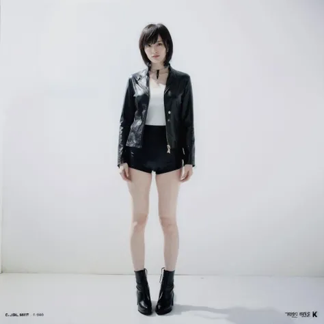 (full body shot), (((white background))), 1 tall girl, (long hair, blunt bangs:1.5), latex bodysuit, (gold metal toe and heel black short boots), a black neck choker, (Korean:1.5), frustrated:1.5, Thin body, standing in brutal ruined town of soviet, heavy cloudy sky, raining, subsurface scattering, (extremely detailed hair, shadows, detailed body), looking at viewer, (High Key Lighting), masterpiece, top quality, best quality, official art, unity 8k wallpaper, highres, ultra-high res, ultra-detailed,,sayakayamamoto, <lora:SayakaYamamotoBRAv2-000009:0.9>