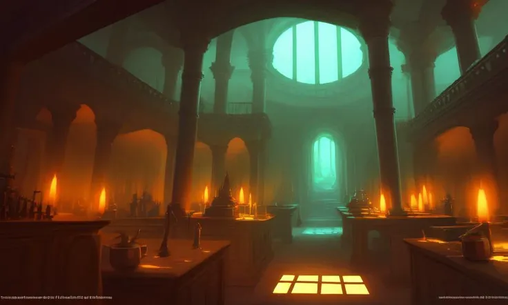 <lora:LCM_LoRA_Weights_acceleration_module_SD15:0.8>
<lora:FantasyInteriors:0.8> fanint
magical laboratory
vivid colors, sharp contrast, dramatic light, beautiful, masterpiece, best quality, extremely detailed, perfect lighting
