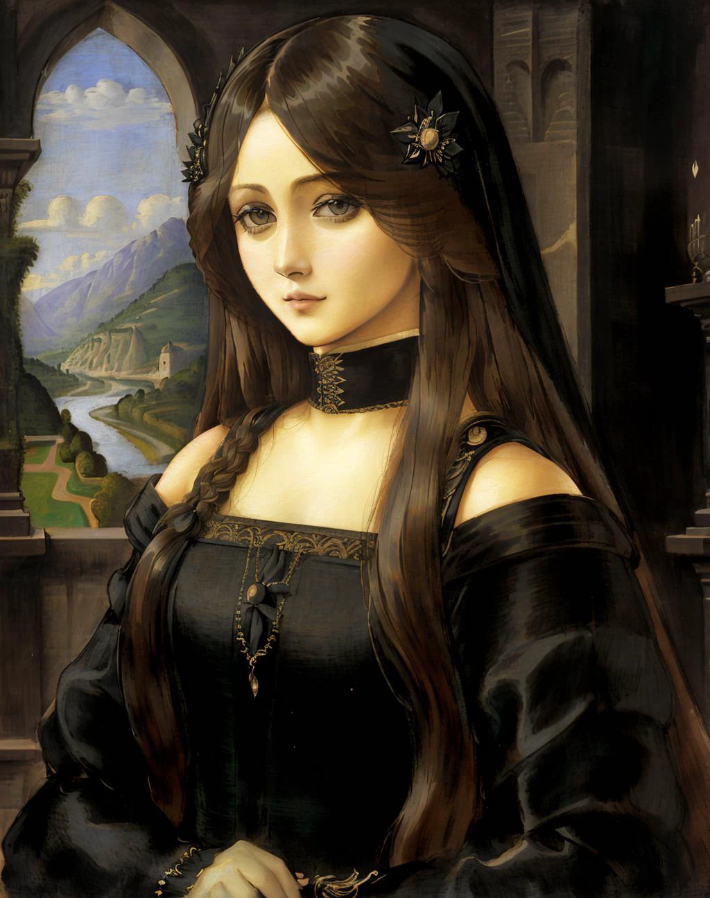 renaissance,
<lora:m3d:0.75>, beautiful m3d_woman, a woman with long hair wearing a black dress , perfect m3d_body, perfact m3d_face
,painted in renaissance style <lora:renaissance:0.9>