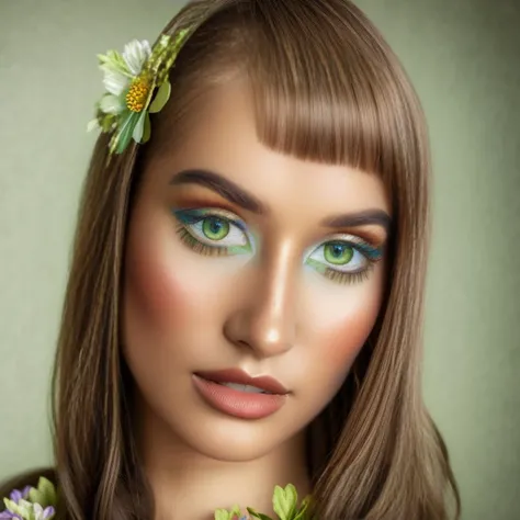portrait of sks woman dressed with a flower dress and light green eyes, high detailed, high detailed face, 8k,<lora:becerra:1> <lyco:locon_perfecteyes_v1_from_v1_64_32:0.70>