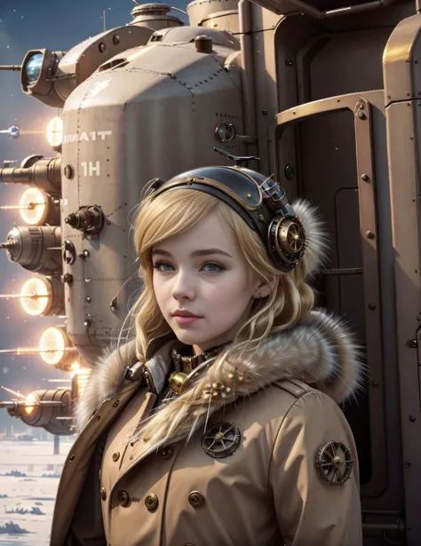 best quality, masterpiece, solo, photo of a european girl, looking at viewer, cosplay, pose, golden blonde hair, hair ornament, siberian atmosphere, winter, windy, steampunk, soft light, dieselpunkai, mechanical girl, cyborg, (floating hair:1.1), fur trim, war, flying (blimp:1.3), rocket fumes, aircraft, stars, sparkles, god rays,
<lora:siberian atmosphere:0.6> < <lora:dieselpunkai_v10:0.5>