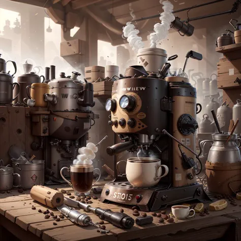 <lora:dieselpunkai8:.9>, dieselpunkai,  coffee machine  ww1