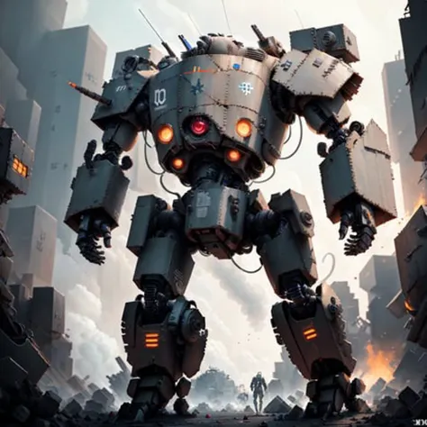 <lora:dieselpunkai8:1>, dieselpunkai, male, military robotic body parts , demonic