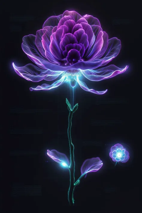 a bioluminescent Anemone, black background, J_diagram <lora:J_diagram:1>