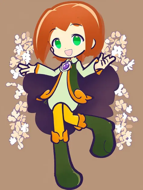 <lora:ally:0.8:ALL> kawaii ally cute 1girl, green eyes, purple pendant, orange hair, medium hair +++ yellow pantyhose, green dress, lightgreen shirt, green boots +++ happy
