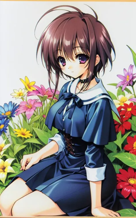 ryouramiya, girl sitting on a giant flower <lora:ryouramiyav10:0.7>
