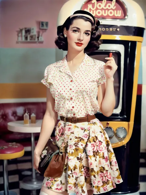 (Color Photo:1.3), best quality, portrait of beautiful girl, 21 years old, (50s:1.2), young looking, (__advanced-50s-female-outfit__:1.3), (stockings:1.2), (instaphoto:1.2), (beautiful brown eyes:1.3), short hair, symmetrical face, (looking at camera:1.3), (__advanced-50s-locations__:1.3), __advanced-posing__, (__advanced-50s-female-accessoires__:1.3), analog, masterpiece, (slim body:1.1), (young:1.1), (beautiful facial features:1.1), soft and natural skin, (pale skin:1.2), perfect body, detailed textured, cotton fabric, cinematic lighting, by robert capa