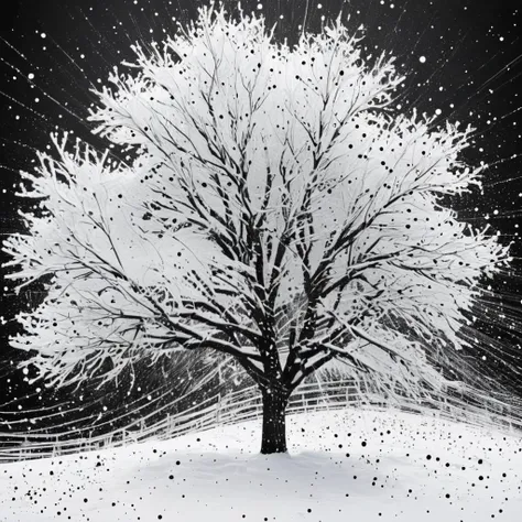 abstract image of a tree in the snow, black background, monochrome, text focus, dots, scratches, lines,
<lora:artfullyQUILLED_SDXL_V1:0.8>