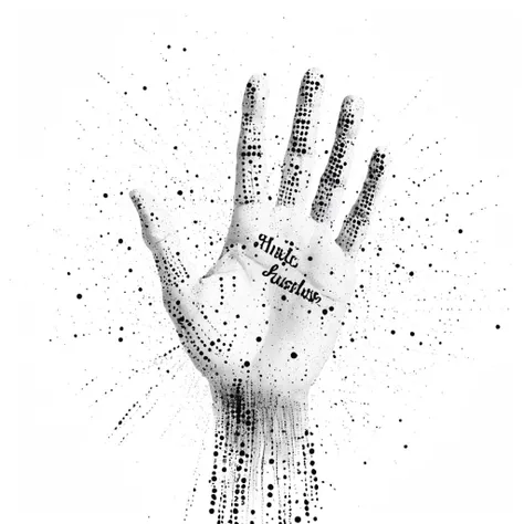 abstract illustration of a hand, white background, monochrome, text focus, dots, ink marks,
<lora:artfullyQUILLED_SDXL_V1:0.8>