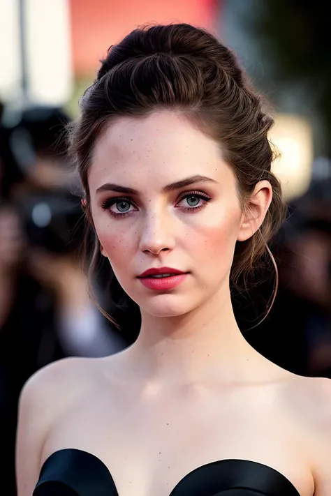 photo of beautiful (m4y4h4wke:0.99), a woman with beautiful hair, hair upsweep updo, as a movie star in a (movie premiere), premiere gala, (near a movie theatre), natural skin texture, (elegant red strapless dress), 24mm, 4k textures, soft cinematic light, adobe lightroom, photolab, hdr, intricate, elegant, highly detailed, sharp focus, ((((cinematic look)))), soothing tones, insane details, intricate details, hyperdetailed, low contrast, soft cinematic light, exposure blend, hdr, faded, (paparazzi in background), (painted lips:1.1), ((looking straight at the camera:1.1))