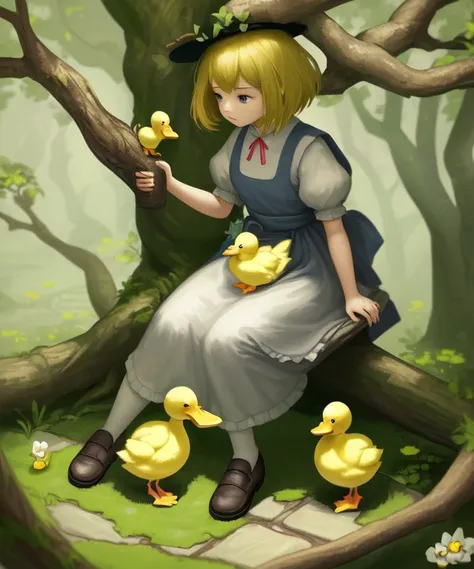 And she sat on the brick and dropped upon it the churned milk of the (duckling tree)