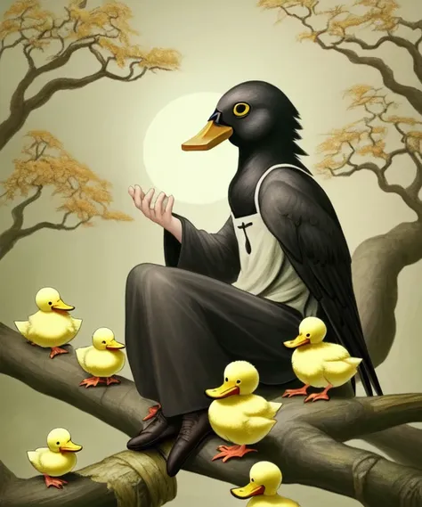 And he sat on the bread and spread upon it the churned milk of the (duckling and crow tree)
