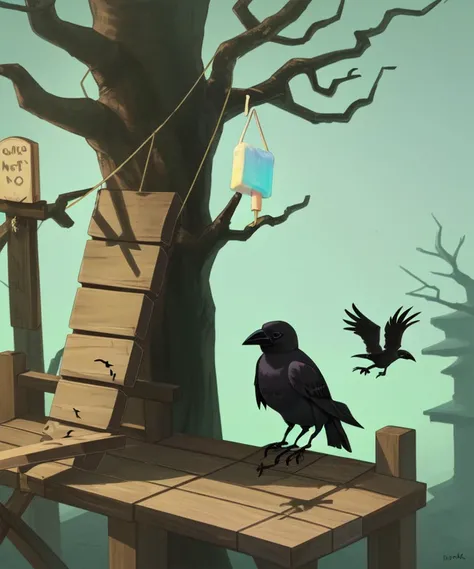 And he sat on the plank and lay upon it the churned milk of the (crow and popsicle tree)