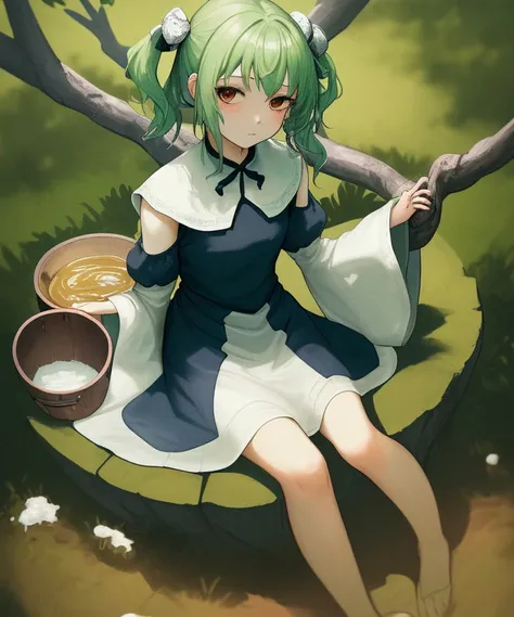 And she sat on the space and set upon it the churned milk of the (relish tree)
