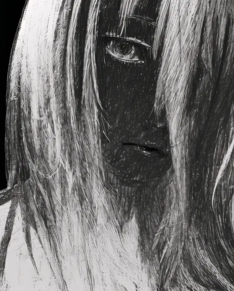 SLE, (sketch:1.3), (charcoal), black and white, greyscale, detailed, (white), (high contrast:1.3)
BREAK
1girl, face, realistic indistinct sketch of a girl leaning forward, harsh scribbled drawing on white paper, close-up, beautiful, harsh lighting, shadow, (outline):1.5
AND
white chalk scribbles against a (black_background), (scratches), (black:1.2), (white:1.5), high contrast, cinematic