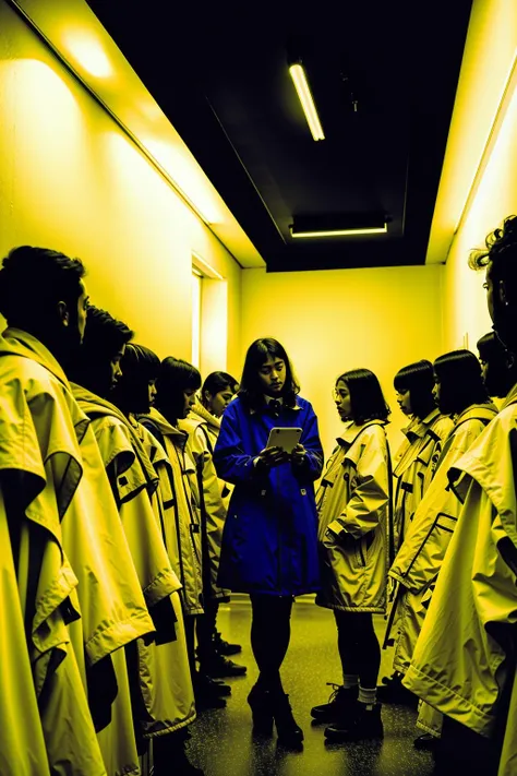 There is a woman standing in a room with a cell phone - SeaArt AI