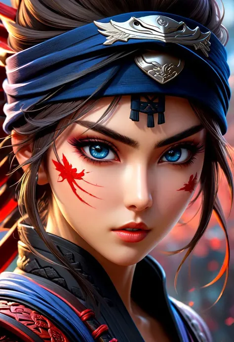 masterpiece,HDR,trending on artstation,sharp focus,high contrast,8K,Hyper-detailed,intricate details,cinematic lighting, <lora:add-detail-xl:1> perfect eyes, crystal clear eyes, nsfw,
image presents a stylized ninja, characterized by vibrant and abstract splashes of blood. the main figure, the ninja, is depicted in a dynamic pose, holding a sword, which suggests action or combat. the background features bold and expressive brush strokes that create an energetic atmosphere. the colors used are vivid and varied, with multiple shades and hues creating a lively visual experience. overall, the style can be described as modern and artistic, with a strong emphasis on movement and energy.