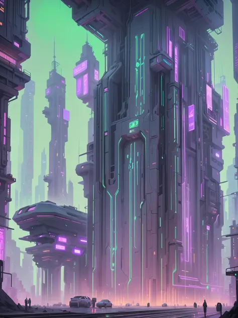 digital painting, neoncore, underground corridor in a ghostly,Primordial scifi megacity outside of time, masterpiece, by Jon McCoy<lora:EnvyNeoncoreXL01:0.2>