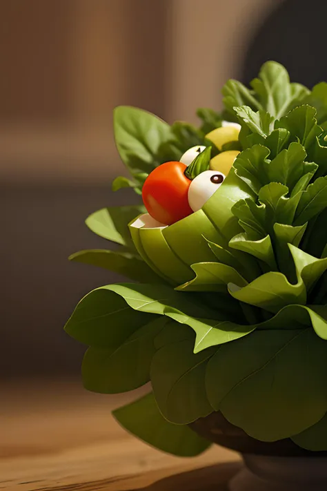 singing vegetables, low angle, from below, cartoon, 3d,, intricate details, hyperdetailed, cinematic, realistic, masterpiece