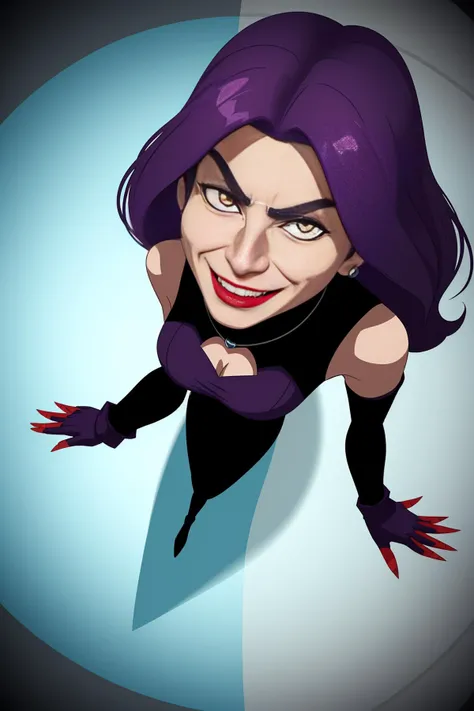 woman, evil smile, from above,
