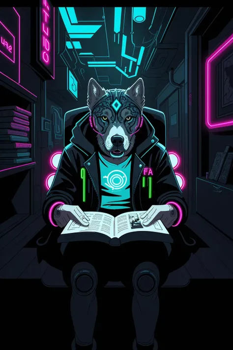 neonpunk style, dog reading a book,
cyberpunk, neon, vibrant, detailed, ultramodern, high contrast, cinematic, ultra detailed, intricate, professional