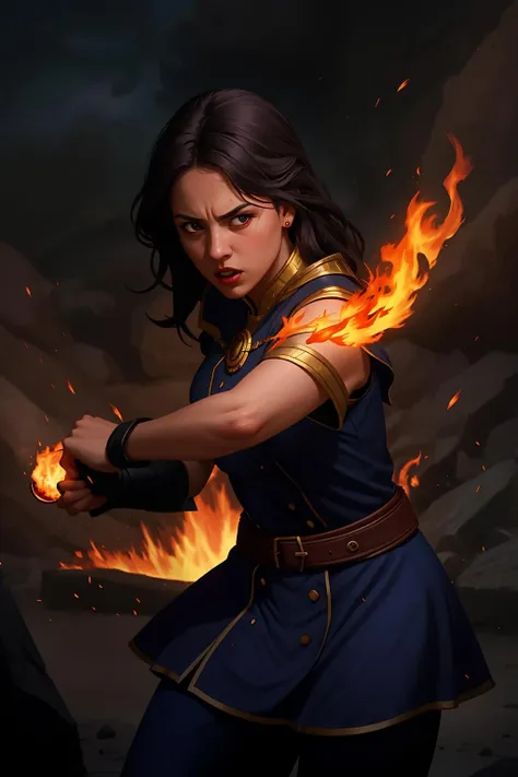 female mage is casting a violent fire spell against the viewer, looking at viewer, powerful, dramatic,
highly detailed, realistic, cinematic,