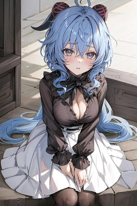 masterpiece, best quality, ultra-detailed, illustration, 1girl, <lora:Bankyu-test:0.7>, looking at viewer, sitting, white skirt, ,