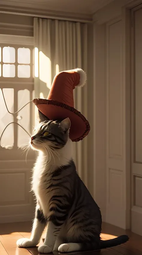 complex 3 d render, hyper detailed, ultra sharp, of the cat in the hat, scary, cinematic, natural soft light, rim light, art by greg rutkowski and artgerm and beksinski, dr seuss