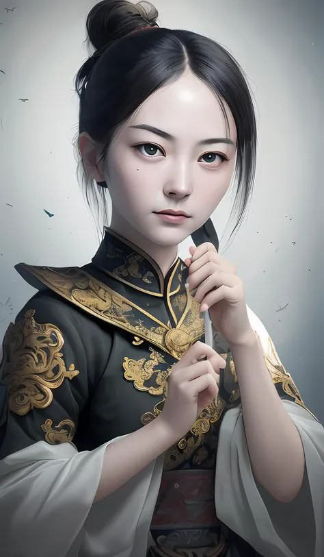 guofeng,illustration,1girl,medium full shot,best quality,highly detailed,best quality,masterpiece,an extremely delicate and beautiful,extremely detailed,8k wallpaper,Amazing,finely detail,best quality,official art,extremely detailed CG unity 8k wallpaper,(style of Victo Ngai:0.5),cute,big eyes,all races in same proportions, all faces and pictures must be different, use all spectre of your different emotions from happiness to anger, do what you want and how you want,