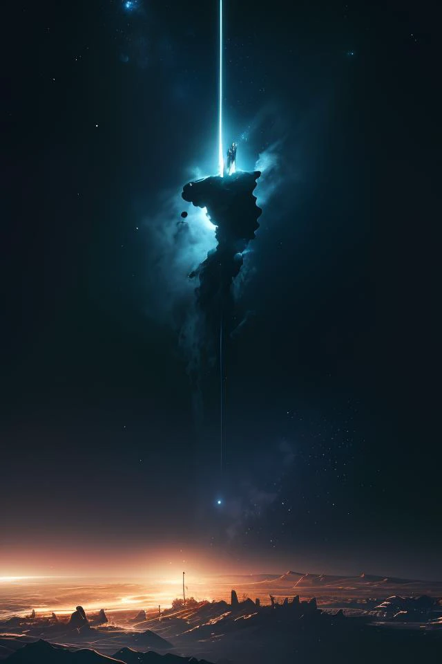 Black Cloud, Blue Moon, Shattered, Pillar, Eye, Decay, Dirty, Sketch, Anime Key Visuals, Fog, Evil, Bauhaus Art, Dramatic Lights, Mysterious