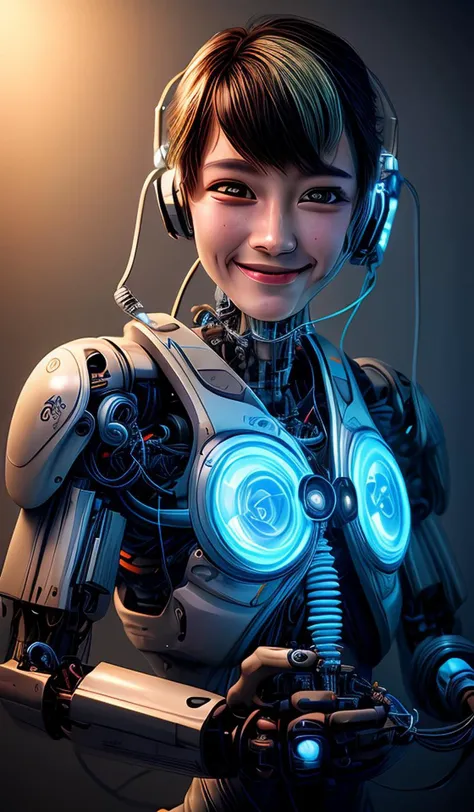 portrait512 Cyborg512 Tay512, electronics, motors, wires, buttons, lcd <lora:add_detail:2>