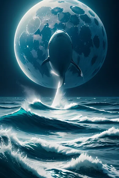 An Astronaut under water ocean with a fire torch while 1shark trying to attack, teal and orange, low contrast, faded, cinematic, hd, depth of field, wide field of view, white waves and moonlight on top, (hyperrealistic 3d render:1.16), photolab, (artstation:1.2)