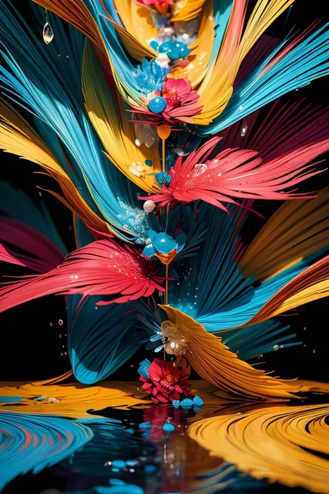 (flat color:1.1),(colorful:1.3),(masterpiece:1.2), best quality, masterpiece, original, extremely detailed wallpaper, looking at viewer,Abstract, 8K, photo shot from front, mid-body portrait, highly-detailed, lots of delicious tropical fruits with drops of moisture on table, a lot of details,floating colorful water,, mysterious expression, in a modern and abstract setting, with bold and colorful abstract art, blurred background, bright lighting,<lora:add_detail:0.5>,<lora:more_details:0.25>,<lora:FantasyWorldV1:0.25>,