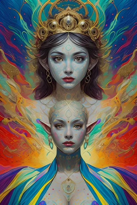 [Beautiful elf princess wearing amazing colorful silk robes:abstract background:0.9], explosive pose, expressionism, digital art, colorful background, absurdist, highly detailed, (brush strokes:1.1), (acrylic paint:1.1), pointilism, muted colors, by satoshi kon, by alphonse mucha, by raphael,
abstract dream, space, intricate, grand scale, alone, cinematic film still, insane detail, sharp focus, depth of field, realistic lighting, (realistic perspective), complex, (multiple subjects), 4k HDR,