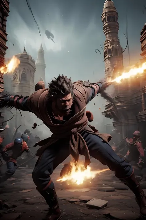 DUNHUANG,DUNHUANG BACKGROUND,
<lora:BlackMonkeyKing_v01:0.5>, black monkey king,1boy,solo,robe,hood up, beating monsters,holding weapon,
<lora:Hyakuretsukyaku-10:0.7> Hyakuretsukyaku, kicking, motion blur,
<lora:Line_LoRA:0.5>emphasis lines,motion lines, motion blur,
evenly mix races in same proportions, all faces and pictures must be different, use all spectre of your different emotions from happiness to anger, do what you want and how you want,
abstract dream, space, intricate, grand scale, alone, cinematic film still, insane detail, sharp focus, depth of field, realistic lighting, (realistic perspective), complex, (multiple subjects), 4k HDR,
<lora:add_detail:0.5> <lora:more_details:0.25> <lora:FantasyWorldV1:0.25>