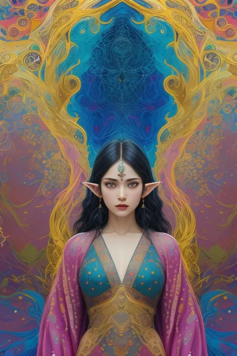 [Beautiful elf princess wearing amazing colorful silk robes:abstract background:0.9], explosive pose, expressionism, digital art, colorful background, absurdist, highly detailed, (brush strokes:1.1), (acrylic paint:1.1), pointilism, muted colors, by satoshi kon, by alphonse mucha, by raphael,
abstract dream, space, intricate, grand scale, alone, cinematic film still, insane detail, sharp focus, depth of field, realistic lighting, (realistic perspective), complex, (multiple subjects), 4k HDR,