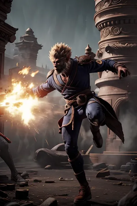 DUNHUANG,DUNHUANG BACKGROUND,
<lora:BlackMonkeyKing_v01:0.5>, black monkey king,1boy,solo,robe,hood up, beating monsters,holding weapon,
<lora:Hyakuretsukyaku-10:0.7> Hyakuretsukyaku, kicking, motion blur,
<lora:Line_LoRA:0.1>emphasis lines,motion lines, motion blur,
evenly mix races in same proportions, all faces and pictures must be different, use all spectre of your different emotions from happiness to anger, do what you want and how you want,
abstract dream, space, intricate, grand scale, alone, cinematic film still, insane detail, sharp focus, depth of field, realistic lighting, (realistic perspective), complex, (multiple subjects), 4k HDR,
<lora:add_detail:0.5> <lora:more_details:0.25> <lora:FantasyWorldV1:0.25>